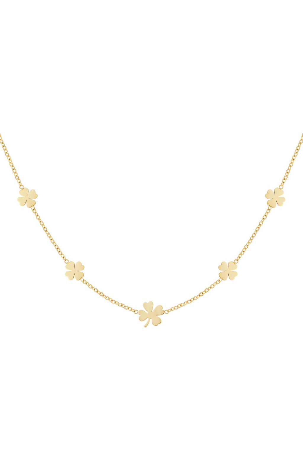 Necklace 5 clovers Gold Color Stainless Steel