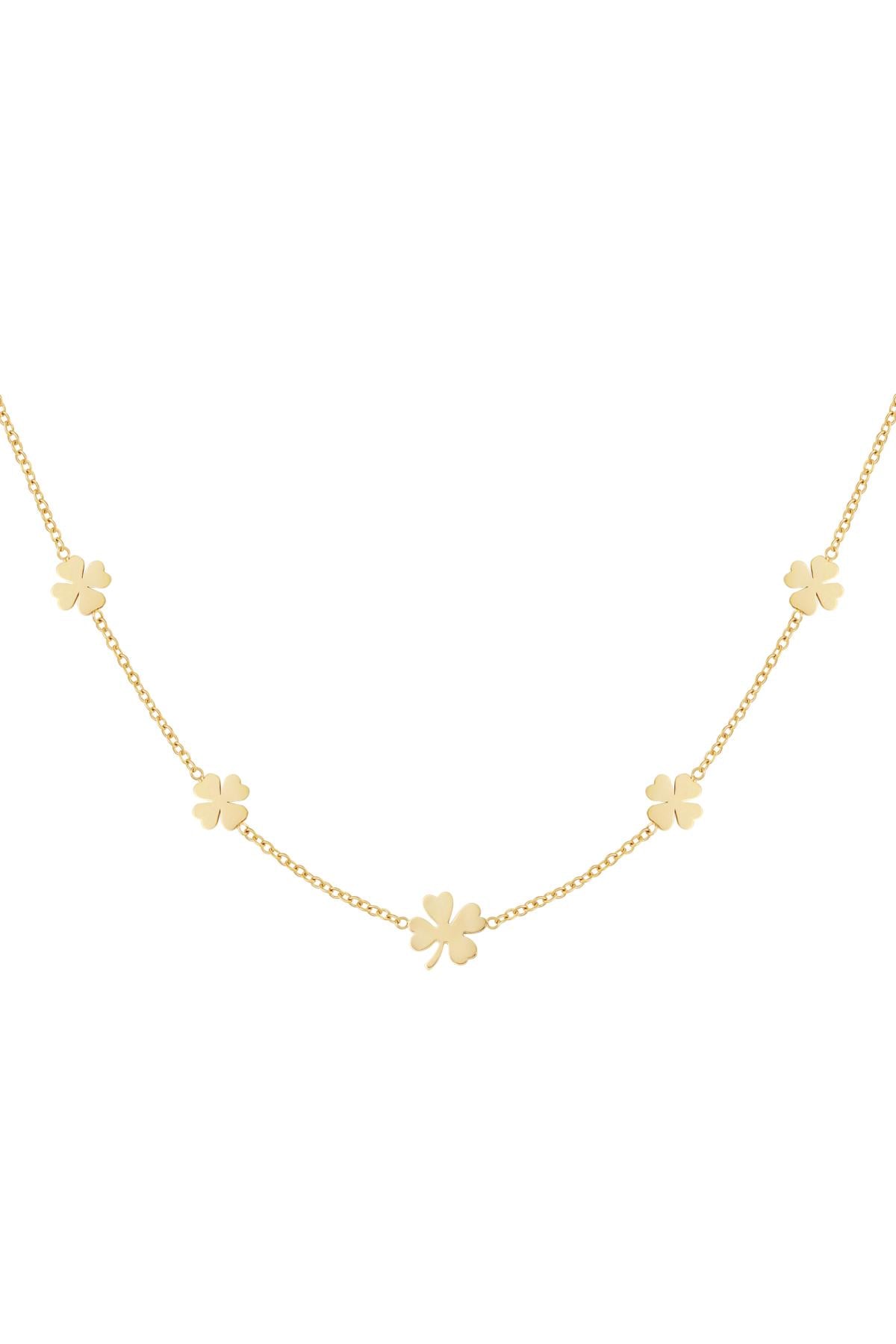 Necklace 5 clovers Gold Color Stainless Steel