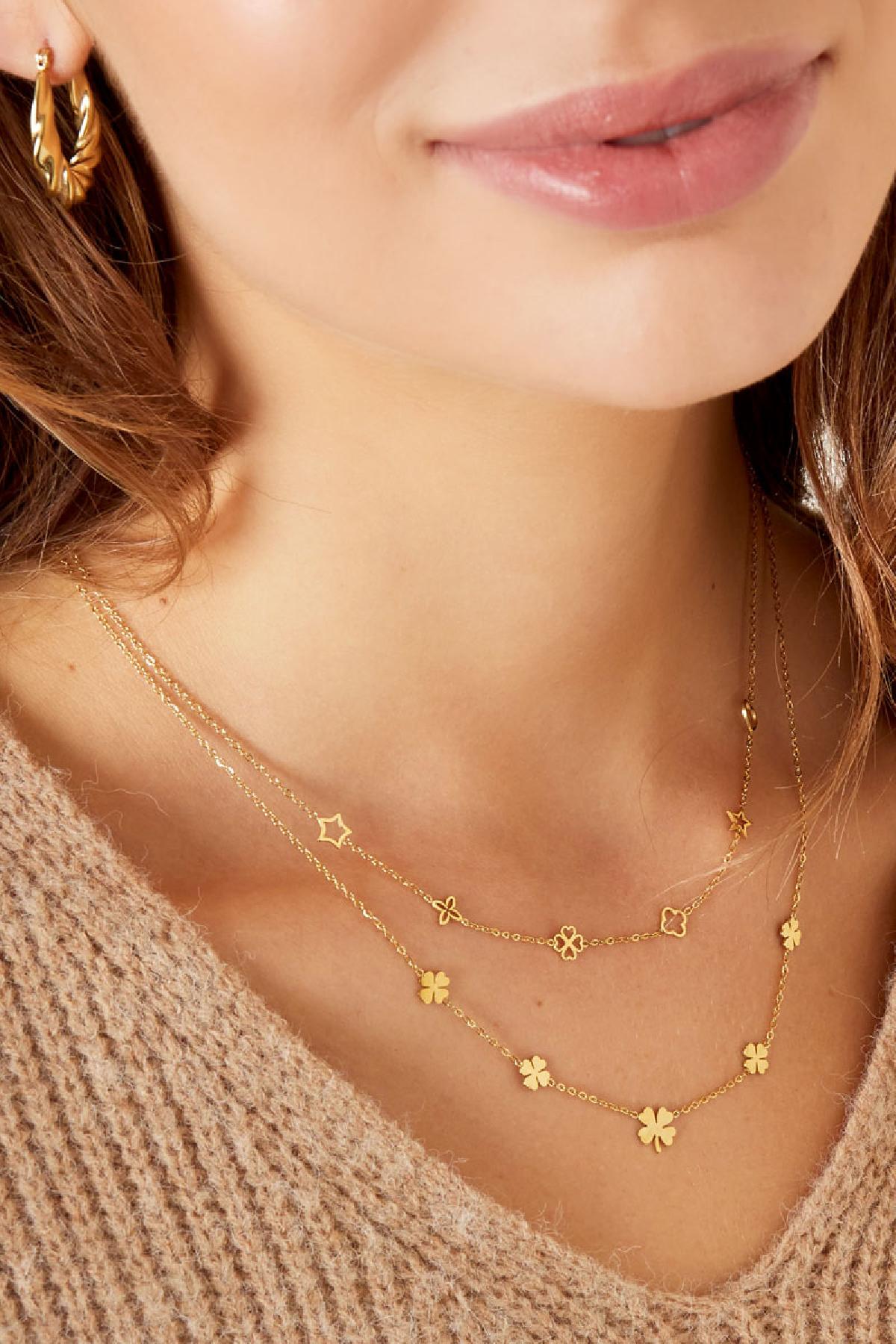Necklace 5 clovers Gold Color Stainless Steel