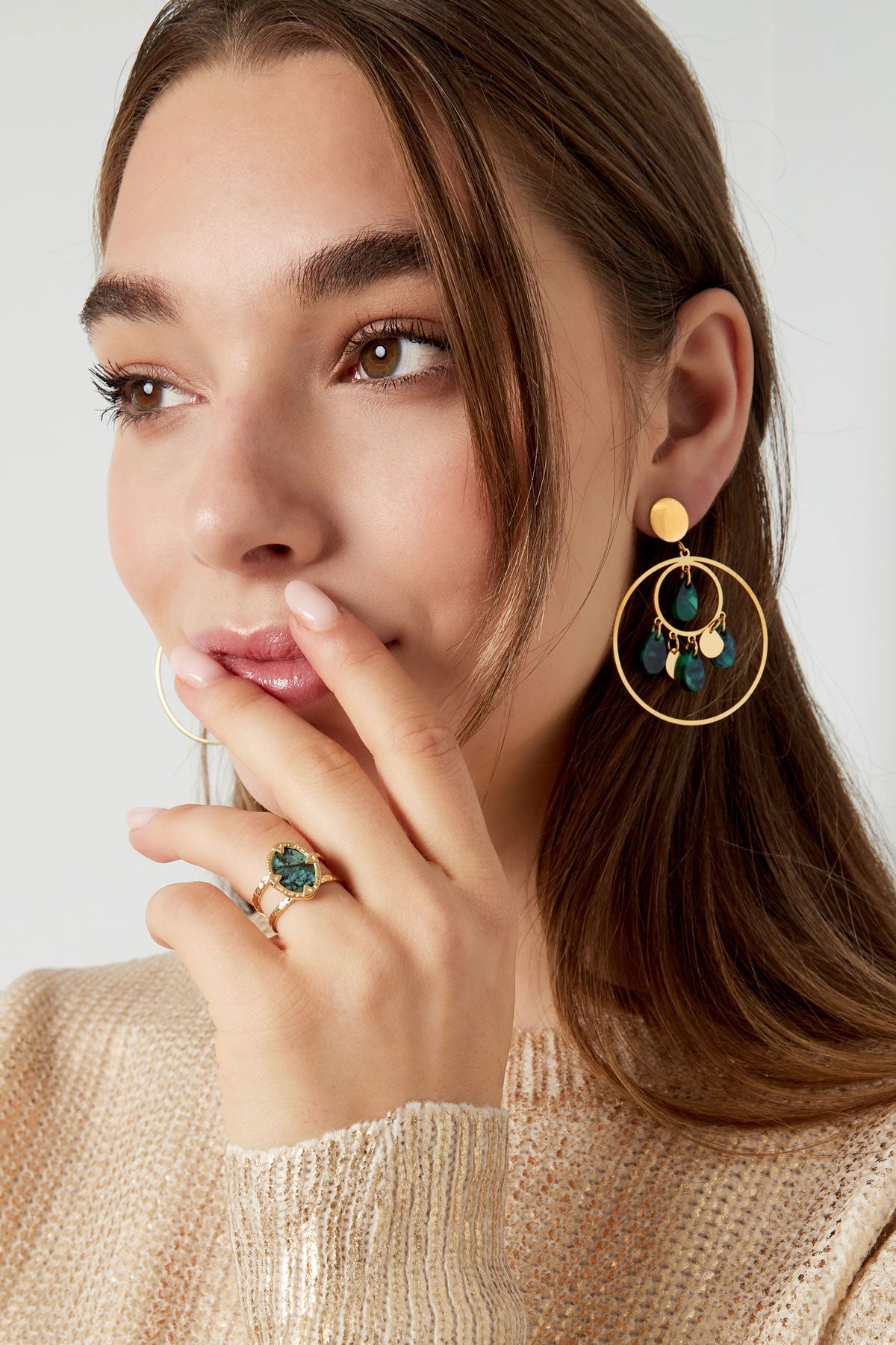 Ring met steen - Goud kleur/Groen