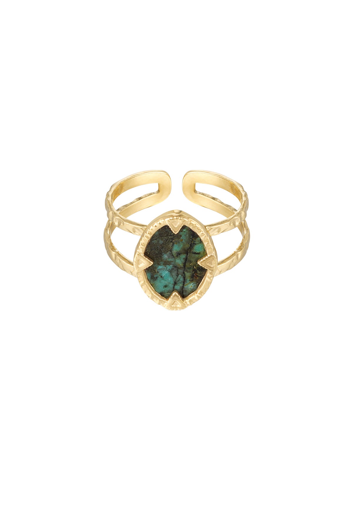 Ring met steen - Goud kleur/Groen